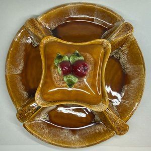 Vintage Wade Calif USA Ceramic Apple 6 Piece Appetizer Set